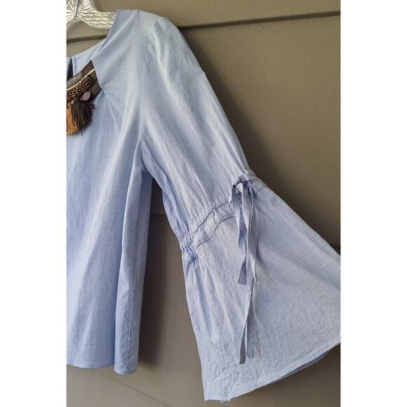 ZARA Basic Collection Boho Bell Sleeves Festival Semi Cropped Top Blouse M - Picture 4 of 8